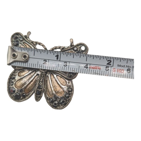 Vintage Butterfly Brooch Multi Metal Marcasite Silver Copper Tone Insect Costume - Picture 6 of 8
